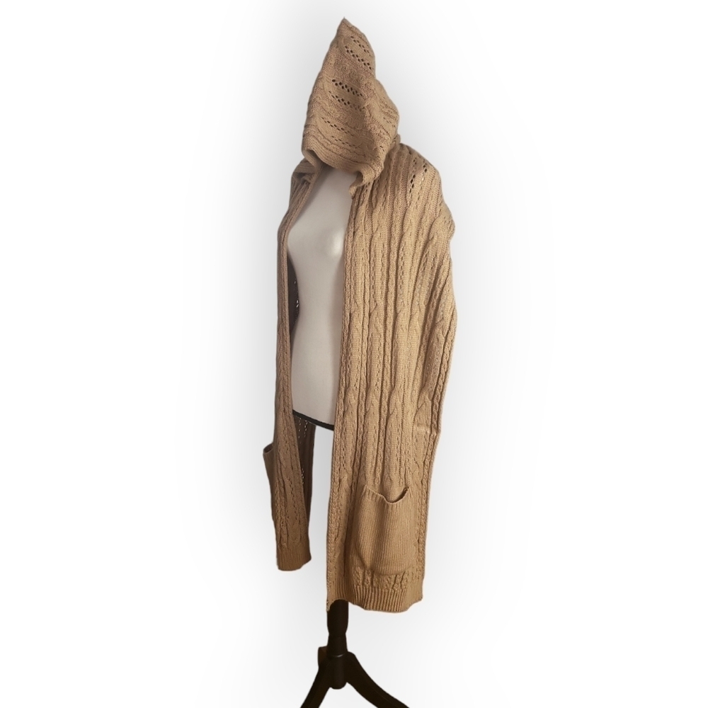 Just Jamie Hooded Cable Knit Duster Cardigan One Size NWT - Picture 6 of 7